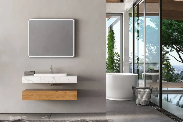 Interieur Des Modernen Badezimmers Mit Spiegel — Stockfoto