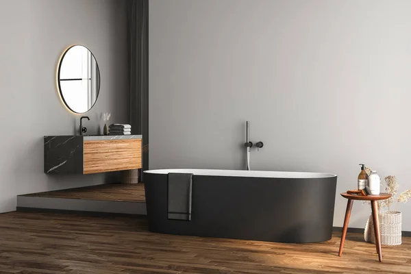 Cuarto Baño Con Lavabo Espejo Diseño Interior Renderizado — Foto de Stock