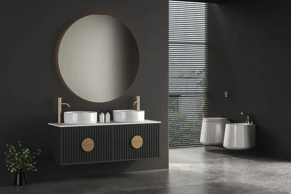 Salle Bain Moderne Avec Lavabo Miroir — Photo