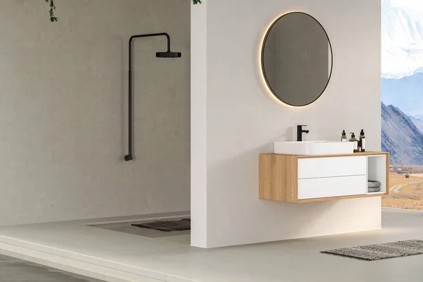 Waschbecken Einem Modernen Badezimmer Mit Schönem Interieur — Stockfoto