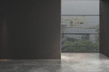 iç tasarım, pencereli ve betonlu oda 