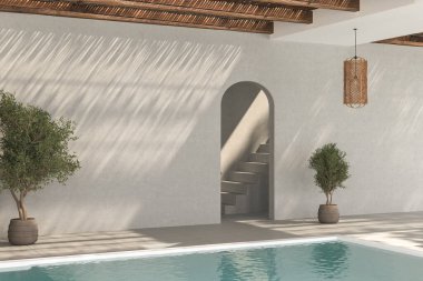 Modern beyaz duvar ve beton zemin. 