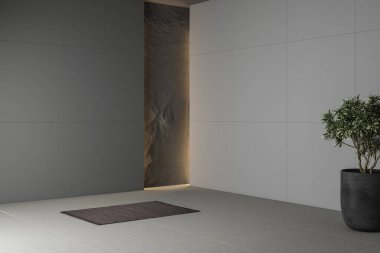 Mobilyaları olmayan üç boyutlu iç mimari. Boş oda, maket yap, kopyala. 3B Hazırlama