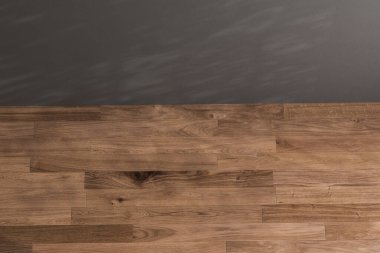 Boş odadaki en üst parke manzarası. 3d Hazırlama