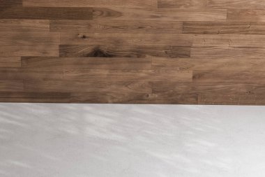 Boş odadaki en üst parke manzarası. 3d Hazırlama