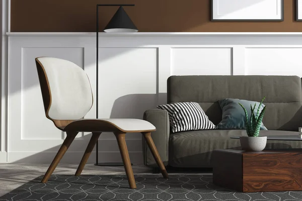 Ruang Interior Modern Dengan Furnitur Rendering — Stok Foto