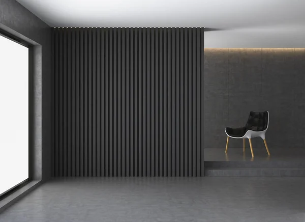 Moderna Sala Estar Con Sofá Blanco Pared Negra — Foto de Stock