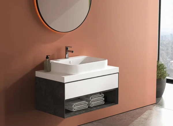 Diseño Interior Baño Moderno Con Bañera — Foto de Stock