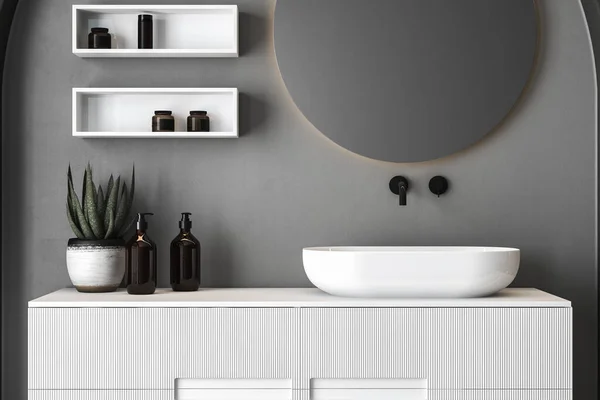 Λευκό Και Μαύρο Μπάνιο Εσωτερικό Σχεδιασμό — Φωτογραφία Αρχείου