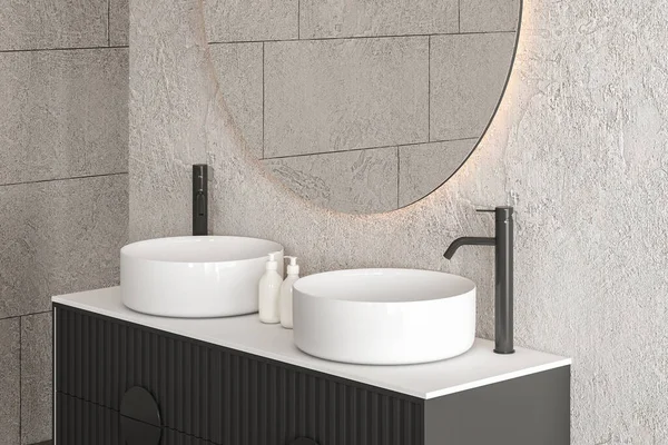 モダンなバスルームデザインの3 Dレンダリング — ストック写真
