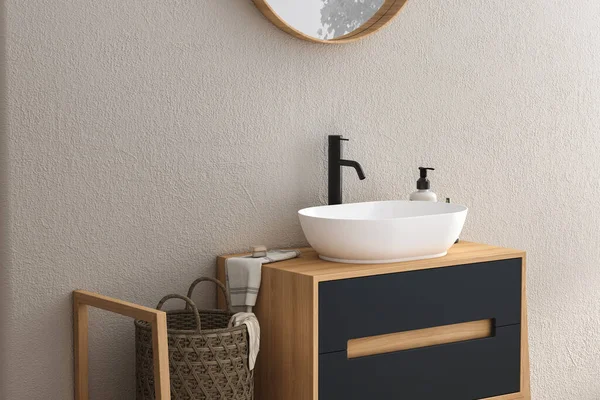 Interior Banheiro Elegante Com Pia Confortável — Fotografia de Stock