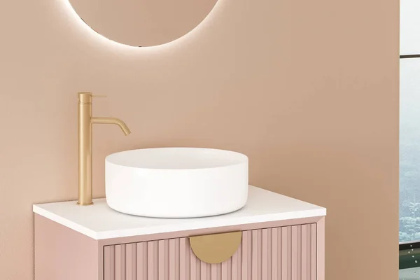 Moderno Cuarto Baño Interior Con Bañera Blanca Renderizado — Foto de Stock