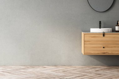 Ahşap dolabı kapatın ve lavabo modelleri için boşaltın.