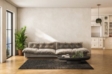 Modern iç mimari. 3d illüstrasyon