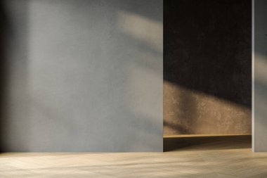 Beton ve ahşap zeminli modern iç mekan