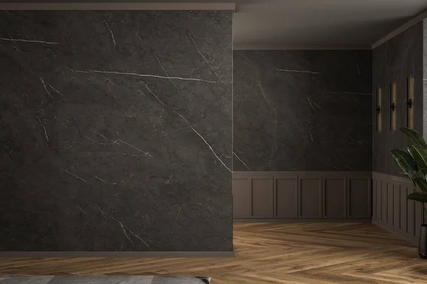 empty room with marble tiles. 3 d render illustration, mockup, design for presentation, background.