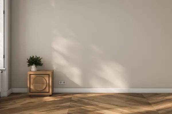empty living room with beige tones wall