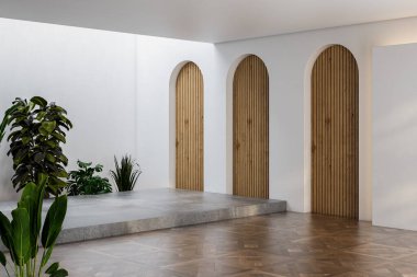 Empty room,Clean japanese minimalist room interior, 3D rendering