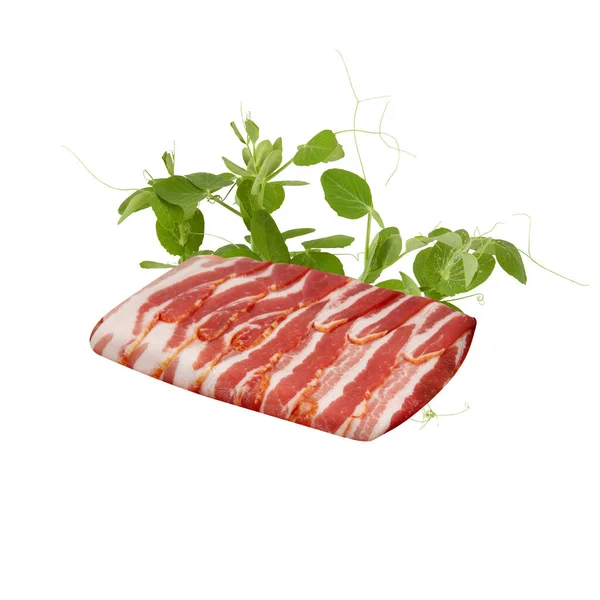 Rood Varkensvlees Vers Spek Geïsoleerde Witte Achtergrond — Stockfoto