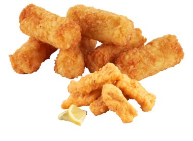 Kırpma yolu ile beyaz arkaplanda izole çıtır nugget