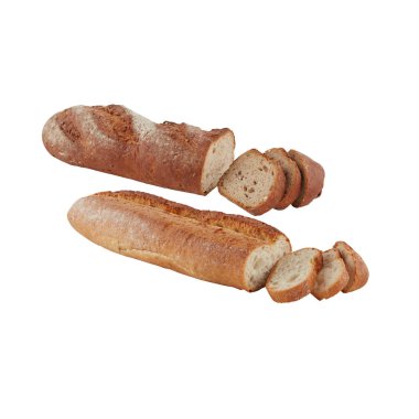 Ekmek kırpma yolu ile beyaz arkaplanda izole