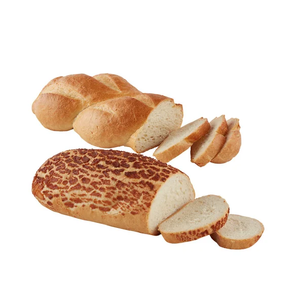 Brot Isoliert Auf Weißem Hintergrund Mit Schneideweg — Stockfoto