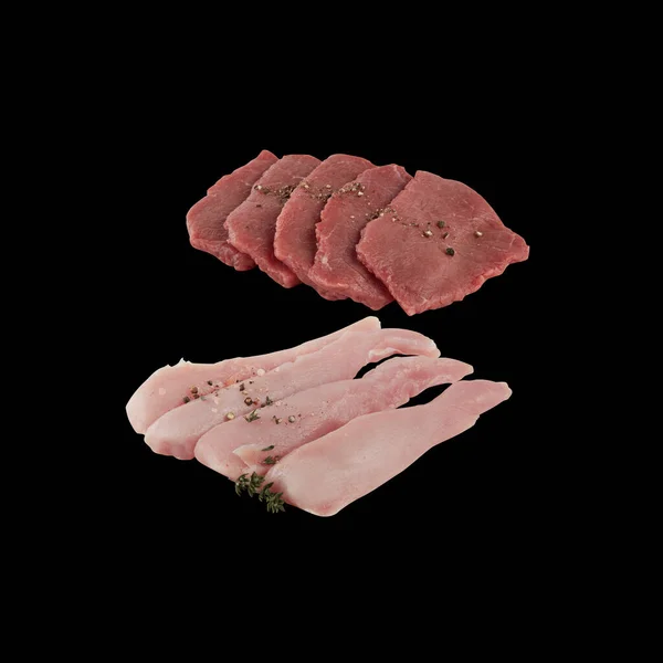 Vers Varkensvlees Geïsoleerd Zwarte Achtergrond Met Clipping Pad — Stockfoto
