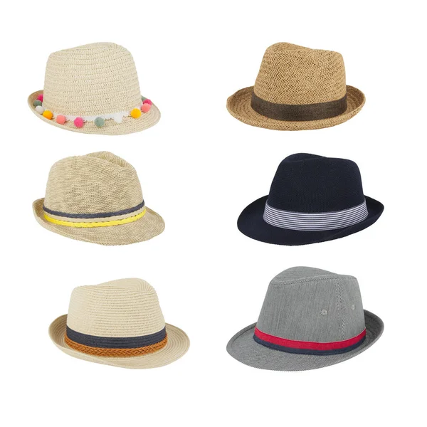 Bucket hats with brim to protect against the sun with cut out isolated on white background have clipping path