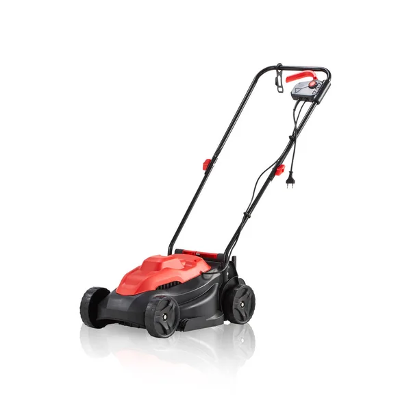 stock image walking lawn mower with cut out isolated on white background have clipping path