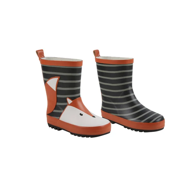 Rubber Rain Boots Cut Out Isolated White Background Clipping Path — Stock Photo, Image