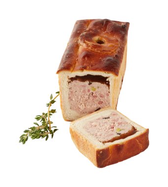 Beyaz arkaplanda izole edilmiş muhallebi keki kırpma yoluna sahiptir