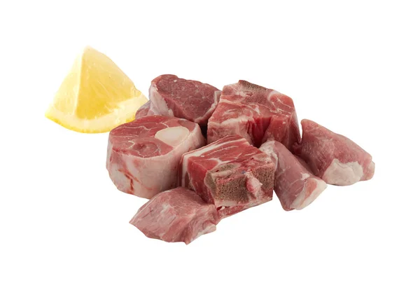 Pile Fresh Pork Bones Cut Pieces Cut Out Isolated White — Stock Photo, Image