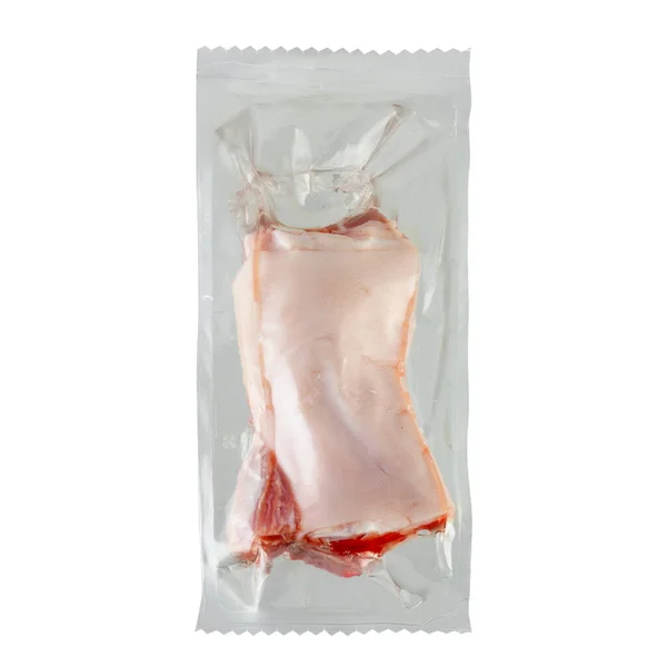Fresh Pork Skin Clear Bag Vacuum Sealed Cut Out Isolated — Stock Photo, Image