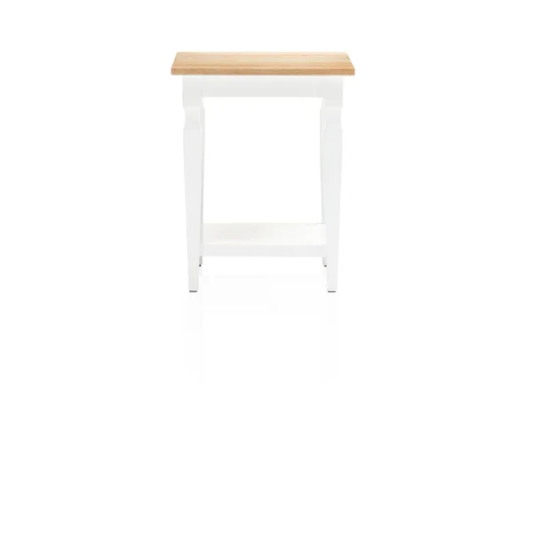 Eiche Tisch Schlafzimmer Mit Ausgeschnittenen Isoliert Auf Weißem Hintergrund Dekoriert — Stockfoto