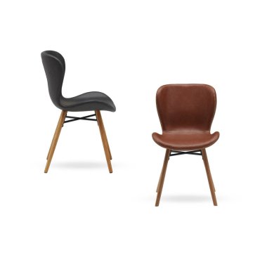 Kahverengi deri döşemeli sandalye beyaz arka planda kırpma yolu ile izole edilmiş