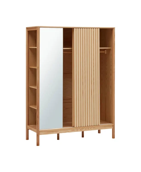 Modern Wooden Cabinet Isolated White Background Clipping Path — Stock Photo, Image