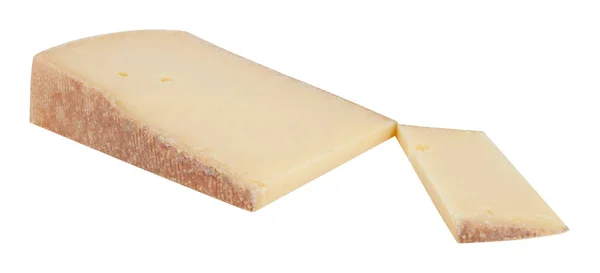 Peynirli Tereyağı Dilimi Kırpma Yolu Ile Beyaz Arkaplanda Izole Edildi — Stok fotoğraf