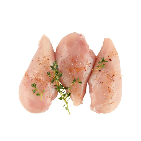 Färsk Kyckling Bröst Isolerad Vit Bakgrund Med Klippning Väg — Stockfoto