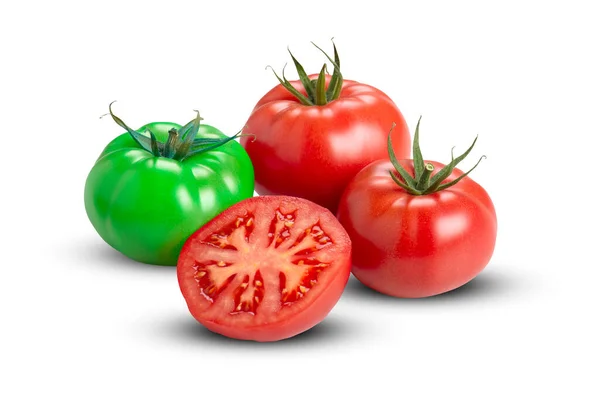 Tomates Isolados Fundo Branco Com Caminho Recorte — Fotografia de Stock