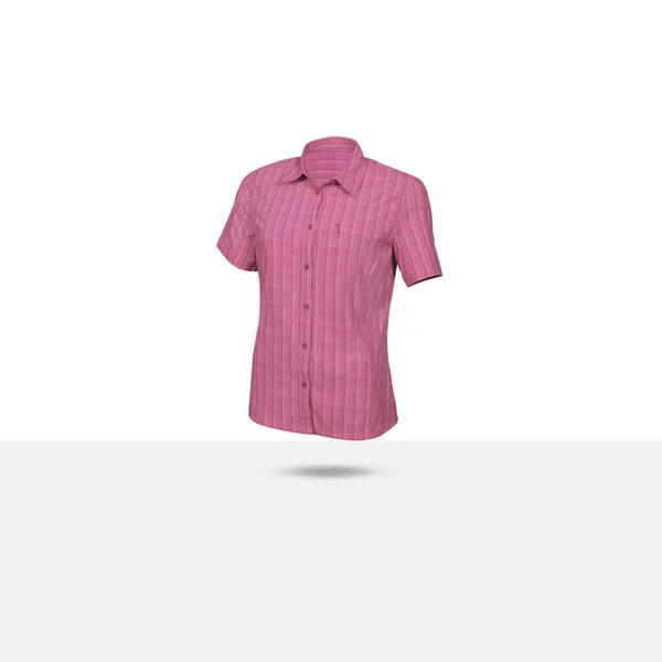 Roze Mock Geruite Shirt Geïsoleerd Witte Achtergrond Met Clipping Pad — Stockfoto