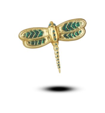 Uçuşta seramik yusufçuk oluşturma dekoratif beyaz zemin üzerinde kesilerek izole edildi