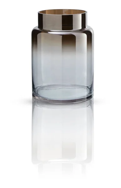 Прозора Скляна Пляшка Порожня Ізольована Білому Тлі Відсічним Контуром — стокове фото