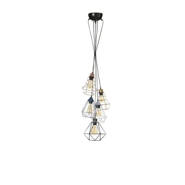 Ensemble Lampes Suspendues Style Vintage Isolées Sur Fond Blanc — Photo