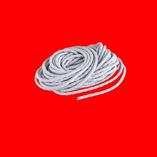 Stapel Seile Isoliert Auf Rotem Hintergrund Mit Clipping Pfad — Stockfoto
