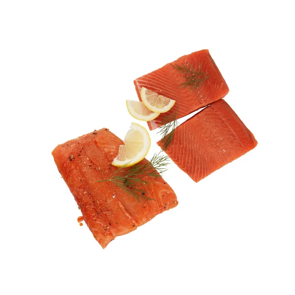 Raw Salmon Fillet Isolated Clipping Path — Stock Photo, Image