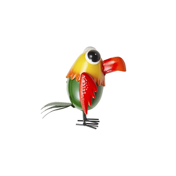 Papageienvogel Aus Eisen Metall Isoliert Auf Weißem Hintergrund Mit Ausschnitt — Stockfoto