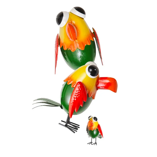 Papageienvogel Aus Eisen Metall Isoliert Auf Weißem Hintergrund Mit Ausschnitt — Stockfoto