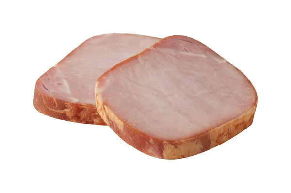 Gesneden Verse Ham Met Uitgesneden Geïsoleerd Witte Achtergrond — Stockfoto