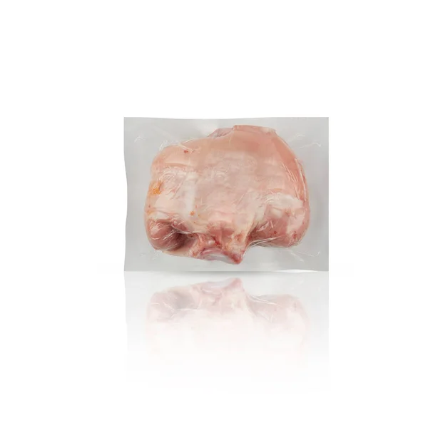 Świeże Nóżki Wieprzowe Kości Zapakowane Plastikową Torbę Wyciętym Białym Tle — Zdjęcie stockowe