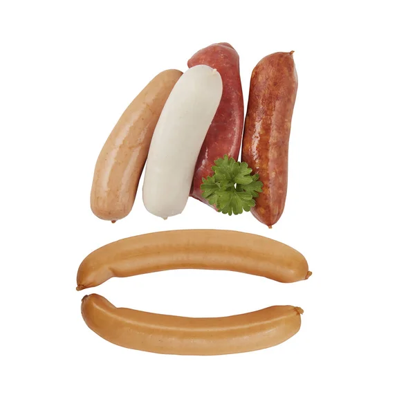 Group Sausage Isolated White Background Clipping Path Stock Photo